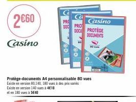 Protège-documents A4 personnalisable: Existe en version 80,140,180 vues à des prix variés - Vers. 140 vues à 4€10, 180 vues à 5€40 - Casino