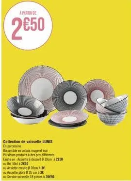 collection lunis: assiettes et bols en porcelaine rouge et noir, à partir de 2,50€!”
