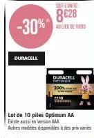 duracell optimum -30% : lot de 10 piles aa à 8€28 seulement ! +200% autres modèles disponibles.