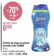 Laver en Style: -70% 2EH Parfum de Linge Lenor 224g, 6€50/unité, Varietes Disponibles 9€99/kg.