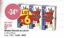KADO MIKADO Chocolat au Lait: -34% Promo 6x90 g (540 g) Au Prix de 10€29 l'Unité!