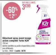 Spray Détachant K2R : -60% Avant Lavage Action Complète, 2L Seulement 30,99€!