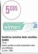 découvrez elmex sensitive : dentifrice au litre à prix réduit!