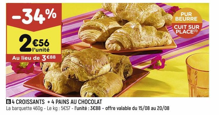 4 croissants + 4 pains au chocolat