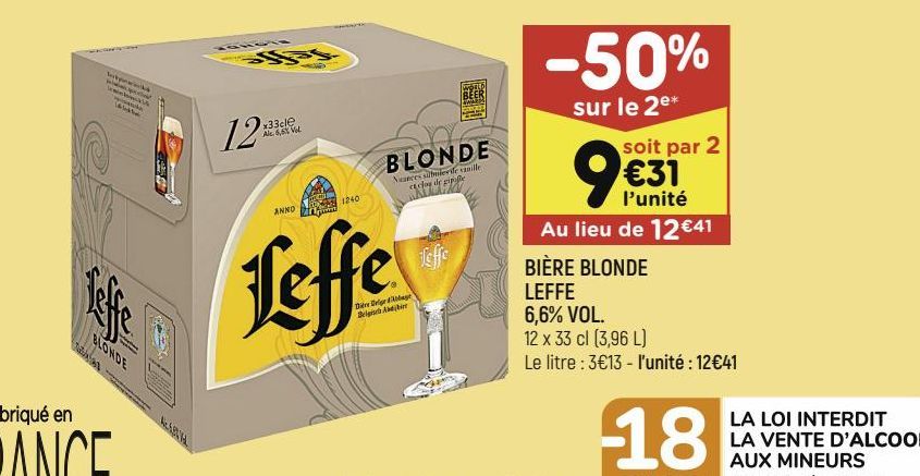 BIÉRE BLONDE LEFFE 6,6VOL