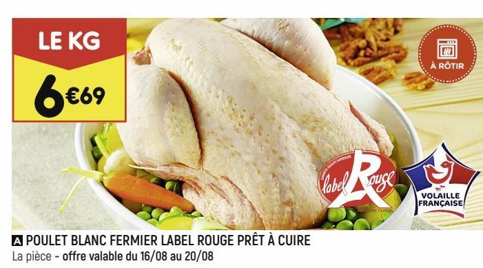 POULET BLANC FERMIER LABEL ROUGE PRET A CUIRE