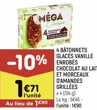 Gobbeez aux Amandes Grillées: 4 Batonnets Glacés Vanille Enrobés Chocolat au Lait!