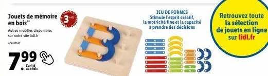 jeu de formes 3 en bois à 7.99€ ! stimule l'esprit créatif et la motricité fine.