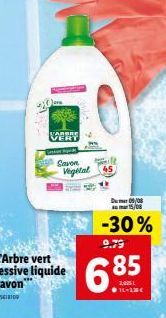 Promo -30% sur le Savon VABERS VERY L'Arbre vert lessive liquide : 100 Vigital pour seulement 6.85€!