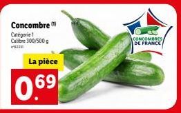 Promo : Concombres de France Calibre 300/500g - 822 Pièces - 069