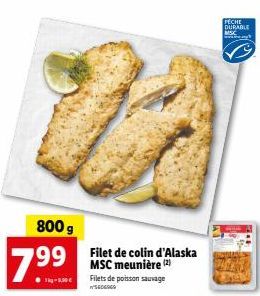 2 Filets de Colin d'Alaska MSC Meunière à 7,99€ - Pêche Durable et Goûteuse!