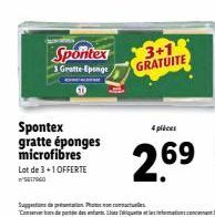 Lot de 3+1 Spontex Gratte-Eponges Microfibres OFFERTE - 4 Pièces - 269 €