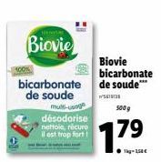 Biovie Bicarbonate de Soude - Désodorise/Nettoie/Récure, 500g, Promotion 17⁹!