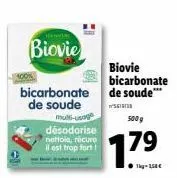 biovie bicarbonate de soude - désodorise/nettoie/récure, 500g, promotion 17⁹!