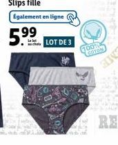 Slips fille Egalement en ligne  5.99  LOT DE 3  Hp  100% COTON  Chatur  RE 