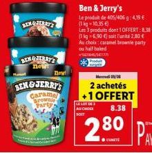 Caramel Brownie Party: Ben & Jerry's aux 3 Pour 8,38 €, dont 1 Offert!