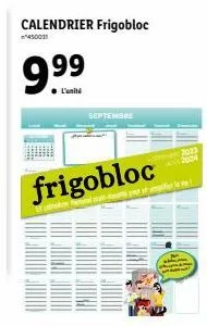 frigobloc calendrier 2023-2024 | unité 450011 | promo 9.⁹9!