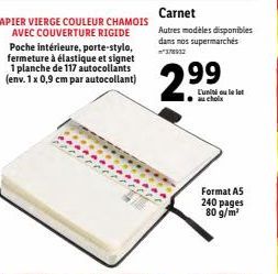 Carnet Journal A4 rigide chamois - Couverture résistante, poche intérieure, porte-stylo, fermeture elastique et 117 autocollants inclus!