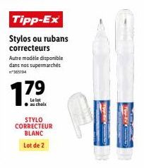 Lot de 2 Stylos Correcteurs Blancs N365194 à Prix Réduit : Découvrez-les dans nos Supermarchés !