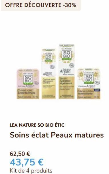 Kit de Soins Éclat pour Peaux Matures : Offre Découvert -30% Mangla Bio Argan - 43,75€