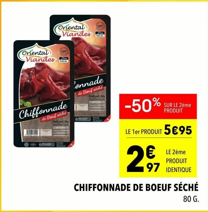 viande séchée halal à 50% de réduction - oriental viandes pastor 80g.