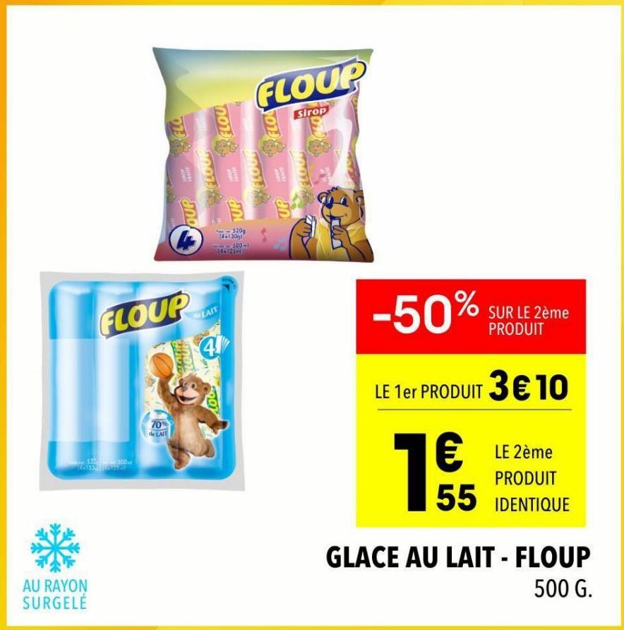 Promo -50%: Flo Blive Floup 70% de Lait en 4 Phet 520g (4x130g).