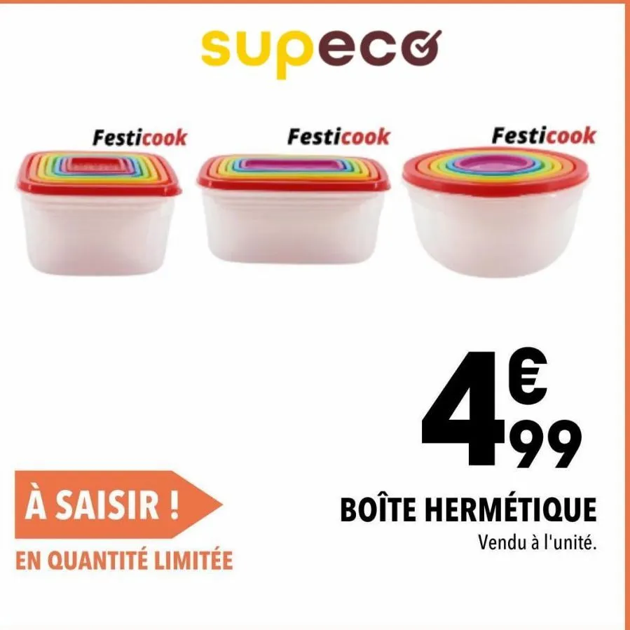 profitez d'une offre spéciale sur le festicook superco: 99€ seulement! boîte hermétique, quantité limitée!