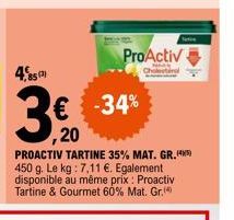 Tartine ProActiv -34% : Mat. Gr. 35%, 450g à 7,11€/kg. Disponible aussi en Mat. Gr. 60% à même prix!