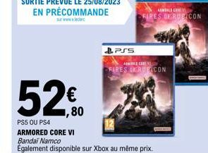 Rubicon 52% Économisez jusqu'à 80€ sur les Jeux PS4 & PS5 ARMORED CORE VI Bandai Namco. Disponible sur Xbox au même prix.