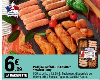 Une Spécialité Française  Maître Coq : Barquette Plateau Plancha 500 g à 12,58 € - Spécial Tapas et Apéro Disponibles.