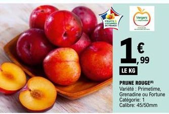 Promo : 1 €,99 le KG pour les Prunes Rouges™ Variété Primetime, Grenadine ou Fortune