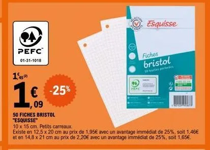 offre spéciale: 50 fiches bristol 'esquisse' à 1€ avec 25 % de réduction - 10x15 cm et 12,5x20 cm!