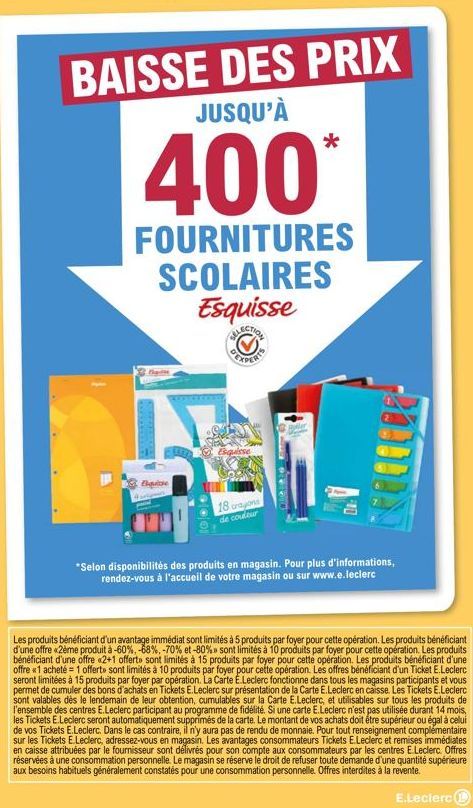 Affaire à ne pas rater ! - Fournitures scolaires à 400€* - 18 rayons de cordeurs