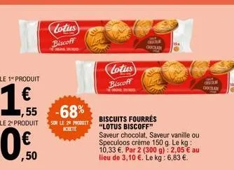 biscuits fourrés lotus