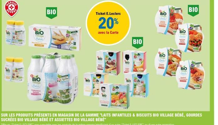 Économisez 20% sur les Produits BIO avec la Carte E.Leclerc - Nahee, P-Village et Vloge inclus!