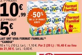,99 -50%  SUR LE 20 PRODUIT ACHETE  va Viva  va Viva  Format Familial  10 