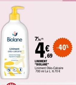 Biolane Liniment Oléo-Calcaire 700ml - 6,70€ avec -40% de Réduction!