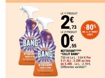 CLU BANG CRASSE & CALCAIRE KALK & VUIL : Profitez des -80% sur Cillit Bang et sauvegardez 2,73€ !