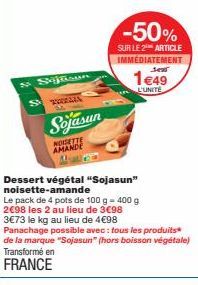 Offre Spéciale: Sojasun Nougat Amande à 1,49€ l'Unité - 4 Pots de 400g pour 2,98€!
