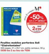 Clairefontaine Feuilles Mobiles Perforées -300 Pages- -50% de Réduction- 2€99 l'Unité