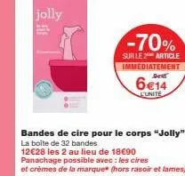 promo de -70%: obtenez 2 boîtes de bandes de cire pour le corps 'jolly' à seulement 12€28!