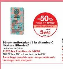 natura siberica : le sérum antioxydant à la vitamine c à prix réduit - 2 flacons de 30 ml à 11€23, 100ml à 18€72!