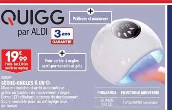 quigg l-quido by aldi avec 3 ans de garantie: vernis à ongles semi-permanents et gels + sèche-ongles à uvo & capteur de mouvement!