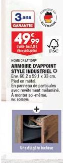 Armoire d'Appoint Style Industriel - 60,2 x 59,1 x 33 cm - FSC Home Creation - Garantie 3 ans - 4999L'1,30€ Fice Particip.