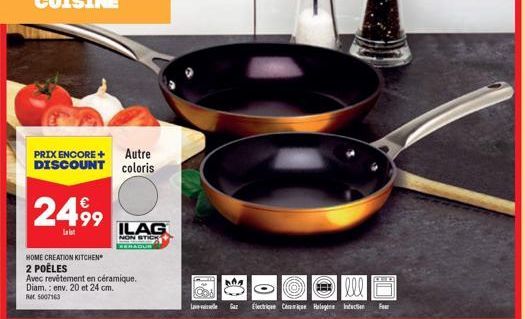 Offre Spéciale : 2 Poêles Céramique Diam 20+24 cm avec revêtement ILAG NON STICK pour 2499 €