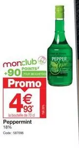 économisez 1€ sur la bouteille de 70cl peppermint à 18% - code promo 587096, ta 20%