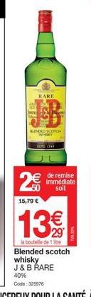 Solde exceptionnel : J & B RARE Blended Scotch Whisky 1749 - 40% de réduction sur code 325976 !