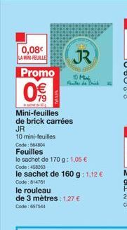 0% Promo: Mini-Feuilles Brick Carrées à 10 Feuilles dès 0,08€ - Code: 564804 et Code: 458263