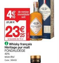 Whisky FONDĀUDÈGE MOR KINDAUDEGE FONDAL DESE Pitts à 10, 27,35€ - 40% de Remise Immédiate!