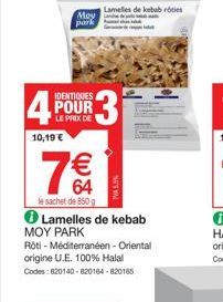Moy Park Lamelles de Kebab Rôti, 850g/10,19€, Origine UE 100% Halal - Promotion 4 pour le Prix de 1!